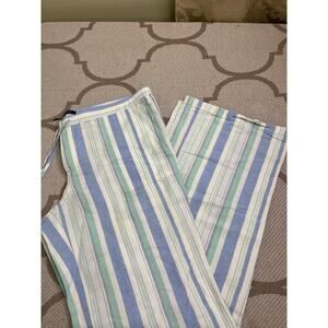 Victoria’s Secret stripped linen low rise wide leg tie waist pants, size 8